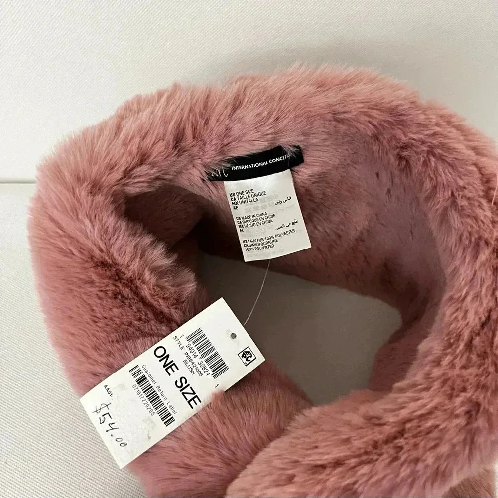 I.N.C. Pull-Through Faux -Fur Scarf Blush Pink Soft Cozy